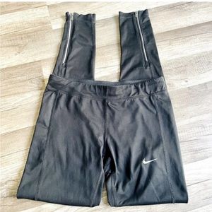 Nike black zip athletic leggings small